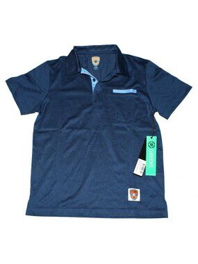 18 GREENS Boy's Every Day Comfortable Solid Short-Sleeve Polo Shirt Blue Medium